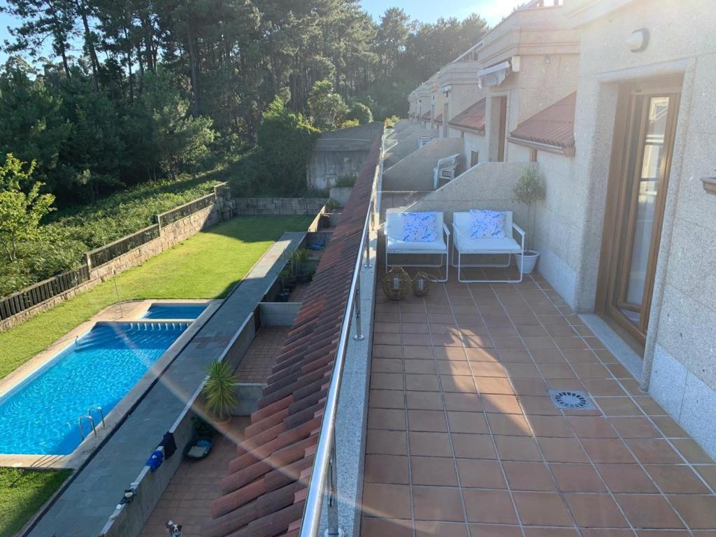 "Sanxenxo Holidays" Atico Con Garaje, Barbacoa Y Piscina A 5 Min Del Centro Bagian luar foto